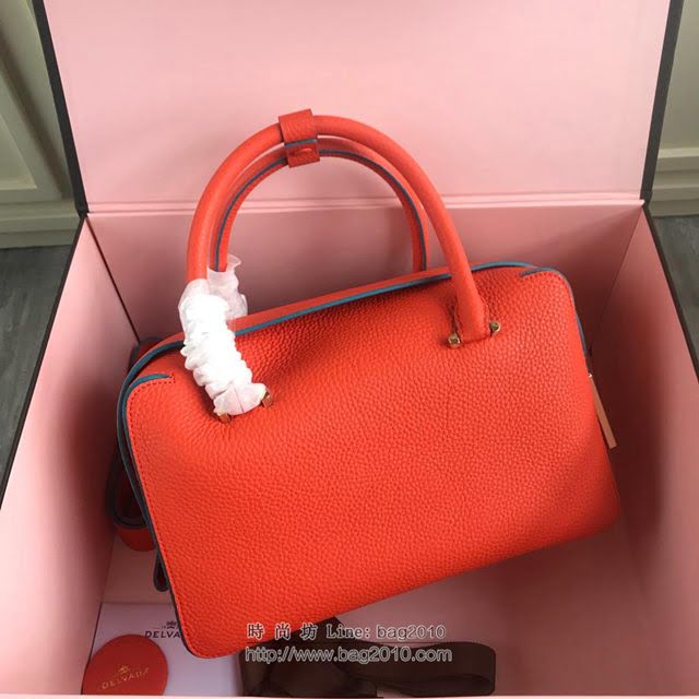 DELVAUX女包 Delvau單肩斜挎包 半手工Cool box 中號 德爾沃女手提包 手拎包 橙色  fcs1190